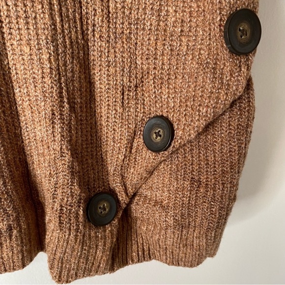 Jessica Simpson Ribbed Neutral Brown Knit Button Turtleneck Sweater NWT - Picture 3 of 7